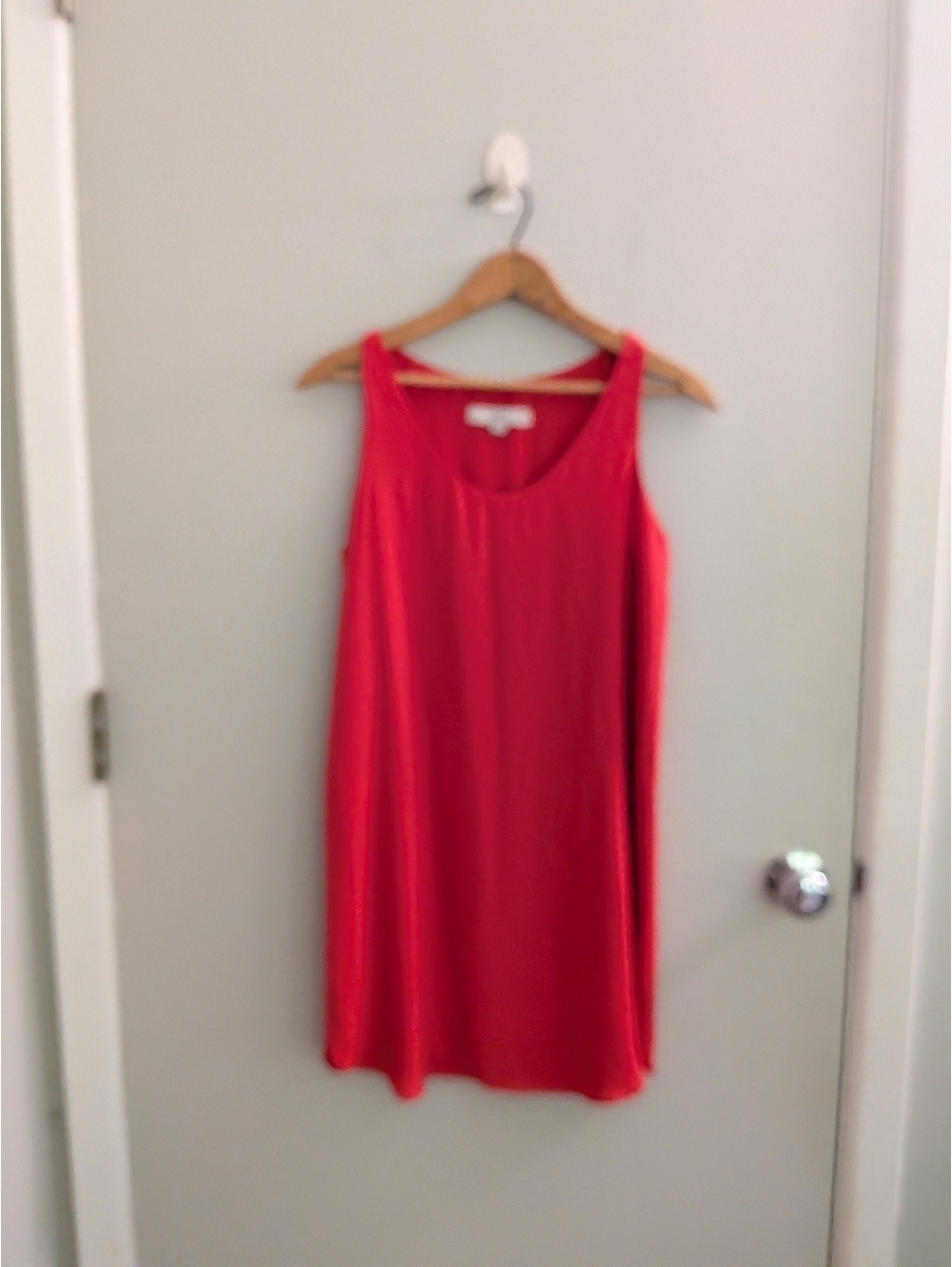 LOFT Bright Coral Sleeveless Shift Dress Size XXSP Slip Dress With Ribbon Belt